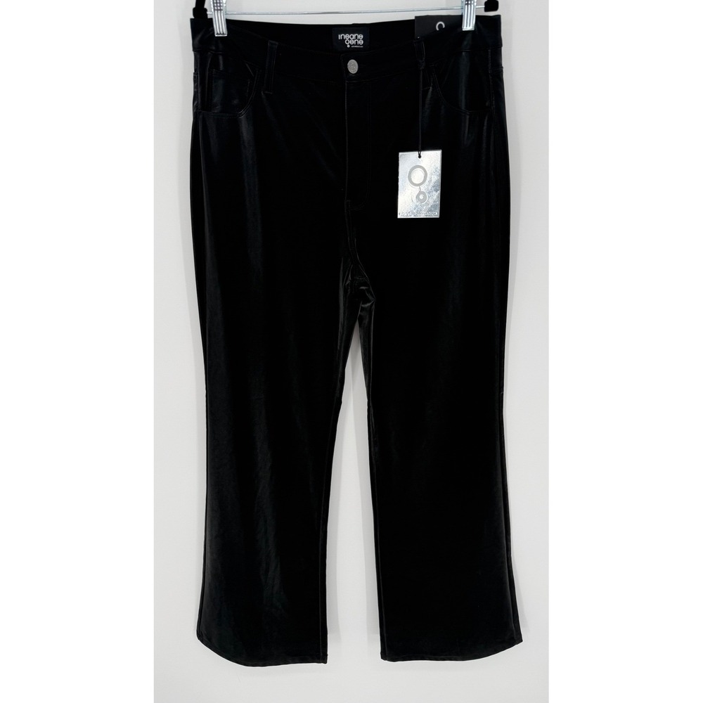 INSANE GENE BLACK GOING UP PANT HIGH WAIST FLARE PANTS FAUX LEATHER‎ NWT 15/31